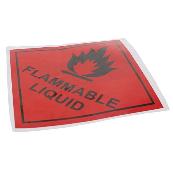 Flammable Liquid Hazard Warning Diamond Label - 100mm x 100mm - Self Adhesive