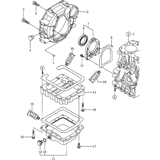 Flywheel Housing and Oil Sump Assembly for Yanmar 2TNE68 Engine