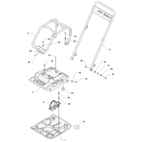 Guide Handle Ass'y for Wacker WP1550 - 5000009325 (Rev.111) Plate Compactor