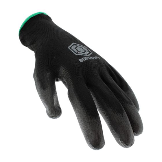 Elasticated Wrist PU Coated Glove (Black) - Size: Medium