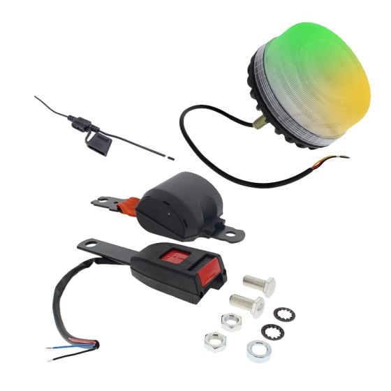 Single Bolt Fixing Flashing LED Beacon Orange and Green Seat Belt Kit