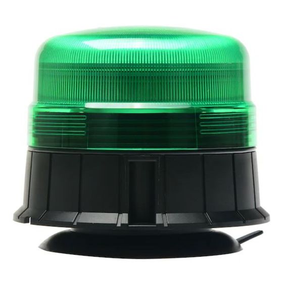 LED Green Flashing Beacon (Low Profile) - Magnetic & 3 Bolt Fixing