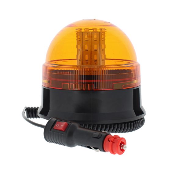 LED Amber/Orange Flashing Beacon (1/2 Lens) - Magnetic & 3 Bolt Fixing