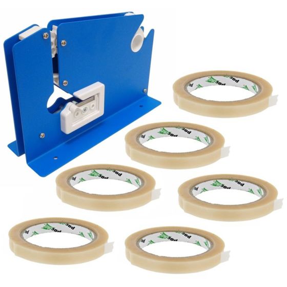 Plastic Bag Neck Sealer and 6 Clear Tape Kit 