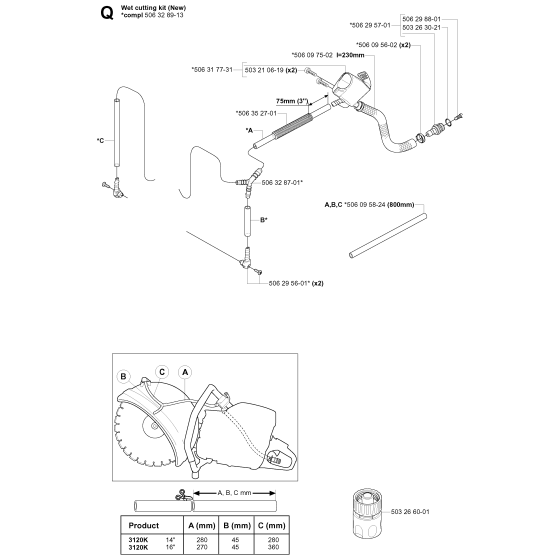 Accessories No.2 Assembly For Husqvarna 3120K Disc Cutters