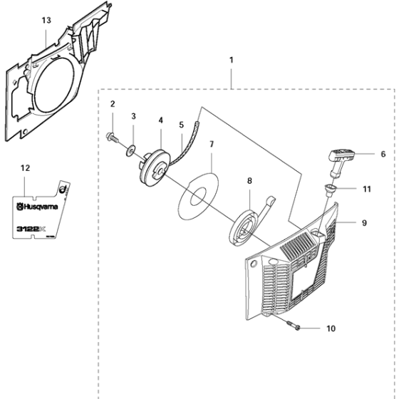 Starter Assembly for Husqvarna 3122k Disc Cutters