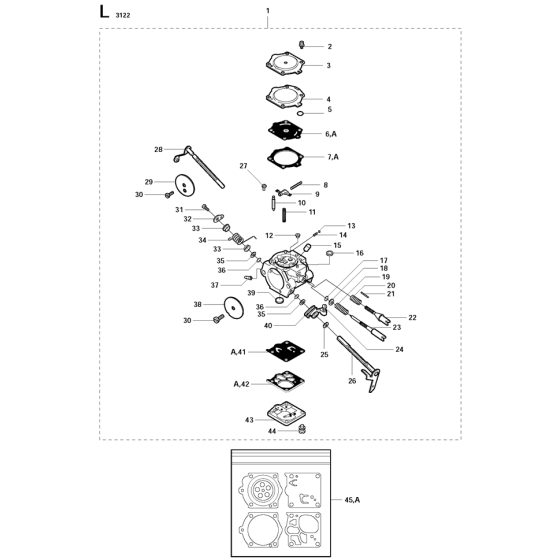 Carburetor Details Assembly for Husqvarna 3122k Disc Cutters