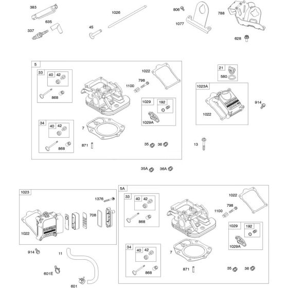 Cylinder Head Assembly for Briggs and Stratton Model No.543477-3065-J1 Horizontal Shaft Engine