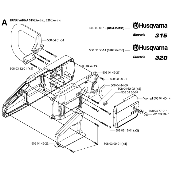 Chassis / Frame Assembly for Husqvarna 320 Electric Chainsaws