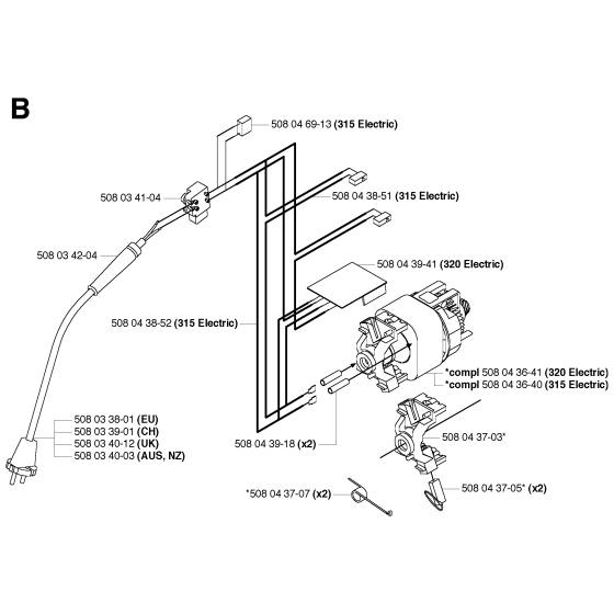 Electrical Assembly for Husqvarna 320 Electric Chainsaws