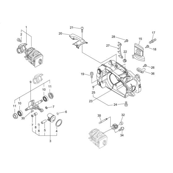 Cylinder, Piston, Crankshaft for Shindaiwa 320TS Chainsaw