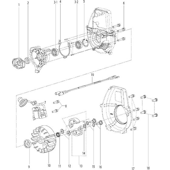 Crankcase & Clutchdrum Assembly for Husqvarna 321 S25, 2016-11 Sprayers