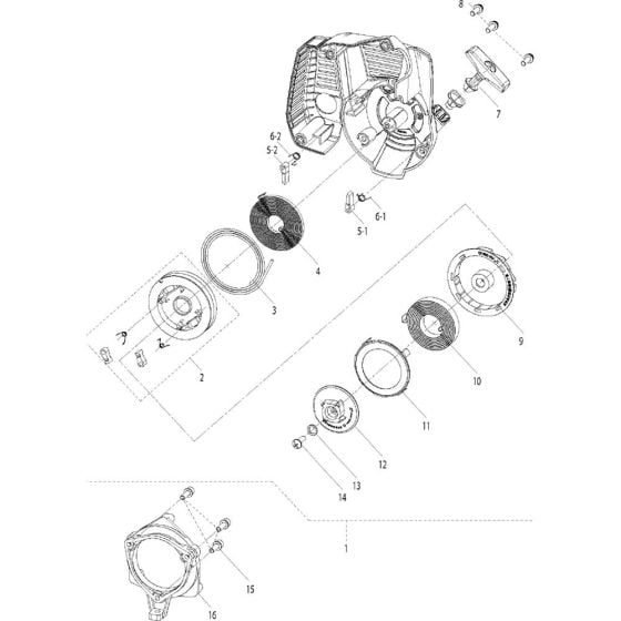 Starter Assembly for Husqvarna 321 S25, 2016-11 Sprayers