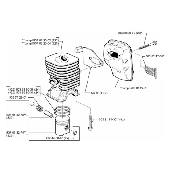 Cylinder Piston for Husqvarna 322 C Trimmer/ Edgers