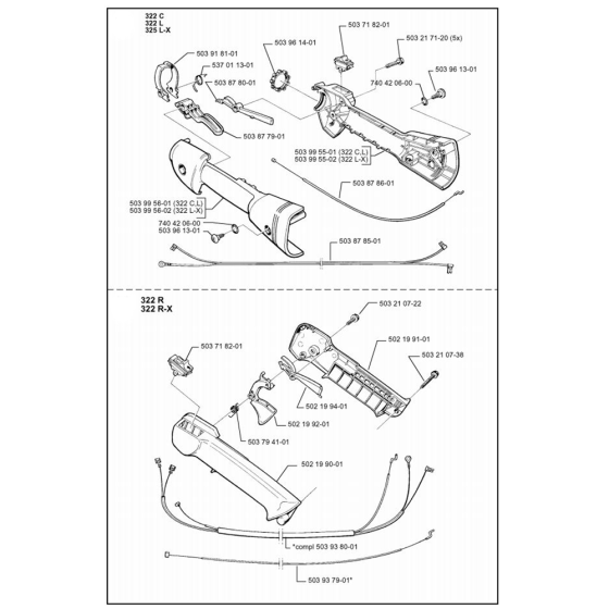 Throttle Controls for Husqvarna 322 C Trimmer/ Edgers