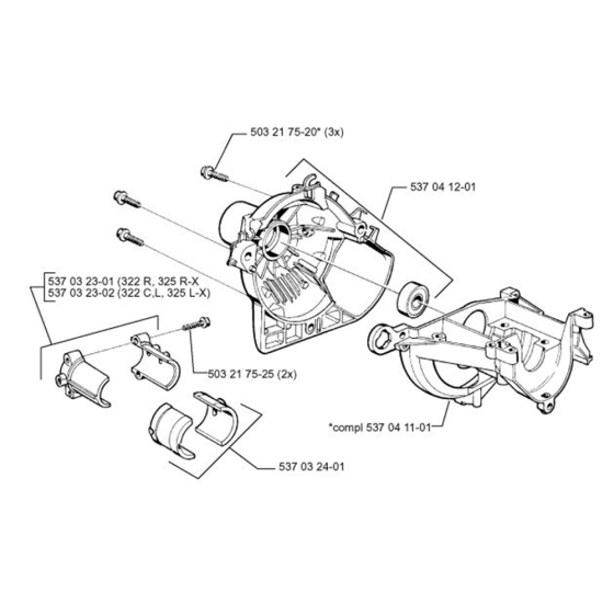 Crankcase for Husqvarna 322 L Trimmer/ Edgers