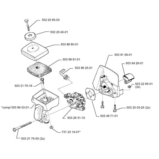 Carburetor & Air Filter for Husqvarna 322 L Trimmer/ Edgers