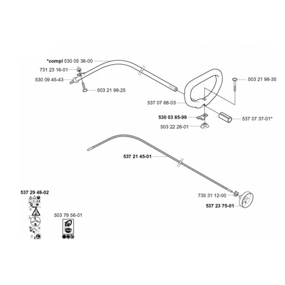 Shaft & Handle for Husqvarna 323 C Trimmer/ Edgers