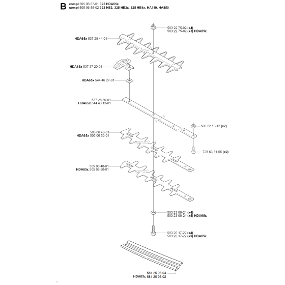 Cutting Equipment 2 Assembly for Husqvarna 323 HE3 Hedge Trimmers