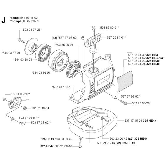 Starter Assembly for Husqvarna 323 HE3 Hedge Trimmers