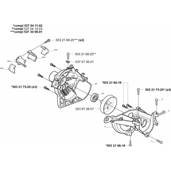 Crankcase & Clutchdrum for Husqvarna 323 LD Trimmer/ Edgers