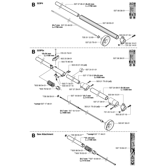 Shaft Assembly for Husqvarna 323P Pole Pruners