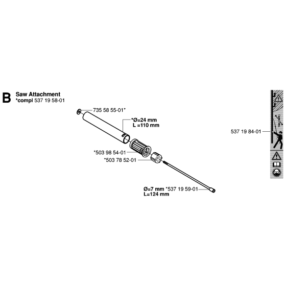 Shaft - 1 Assembly for Husqvarna 323P Pole Pruners