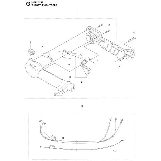 Handle & Controls Assembly For Husqvarna 323R Brushcutter