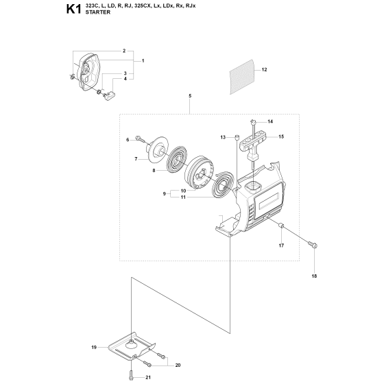 Starter Assembly For Husqvarna 323R Brushcutter