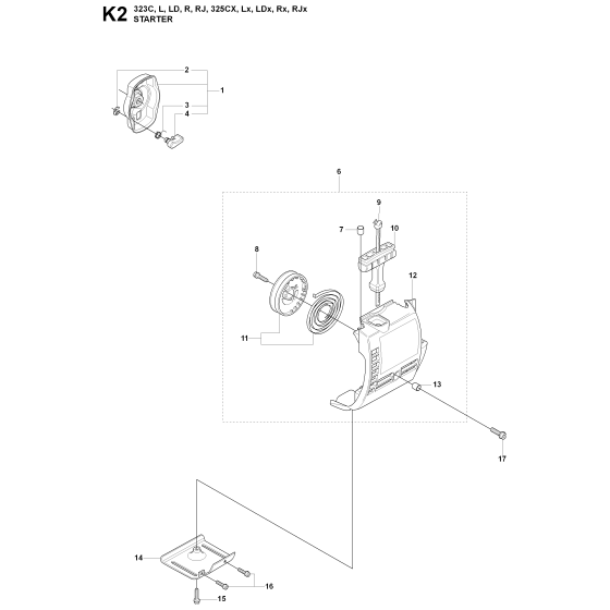 Starter-1 Assembly For Husqvarna 323R Brushcutter