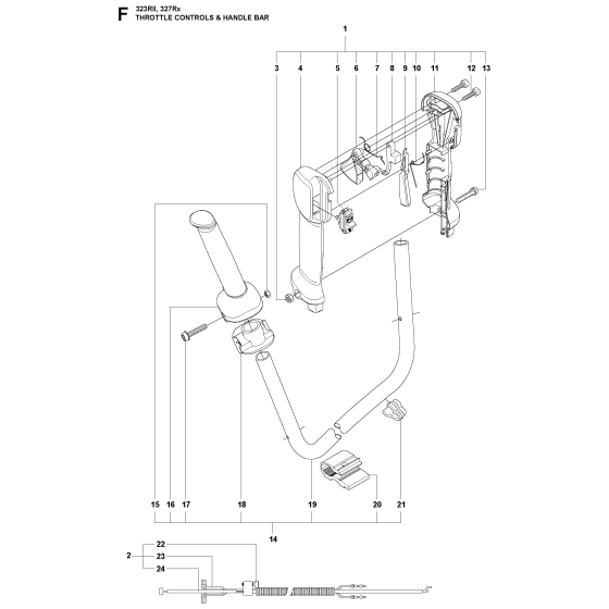 Handle & Controls Assembly For Husqvarna 323RII Brushcutter