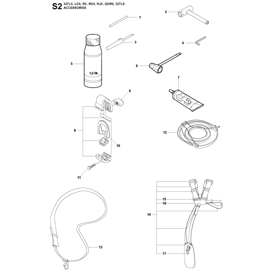 Accessories-1 Assembly For Husqvarna 323RII Brushcutter