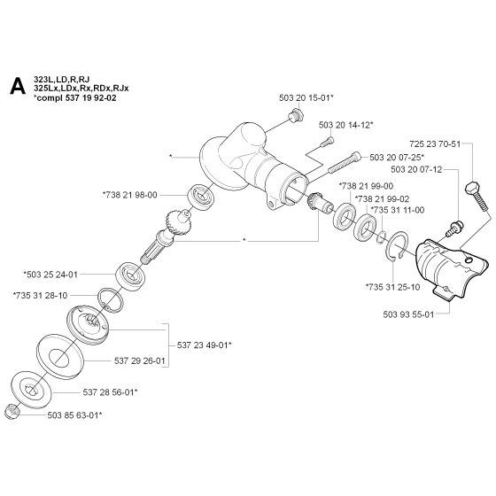 Bevel Gear Assembly For Husqvarna 323RJX Brushcutter