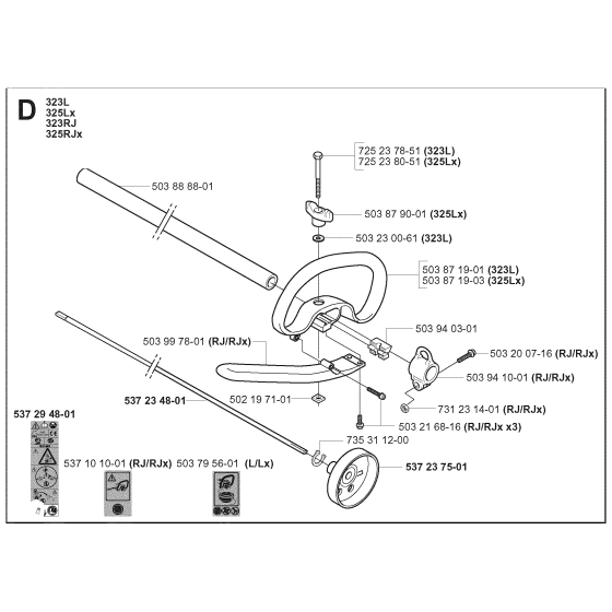 Shaft & Handle Assembly For Husqvarna 323RJX Brushcutter