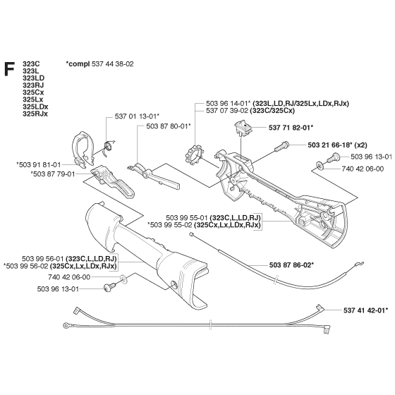 Throttle Controls Assembly For Husqvarna 323RJX Brushcutter