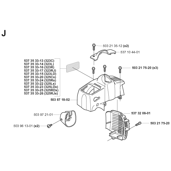 Cylinder Cover Assembly For Husqvarna 323RJX Brushcutter