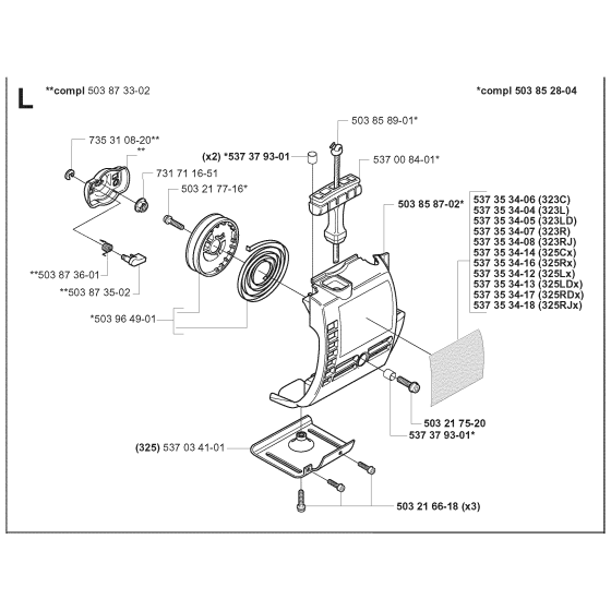 Starter Assembly For Husqvarna 323RJX Brushcutter