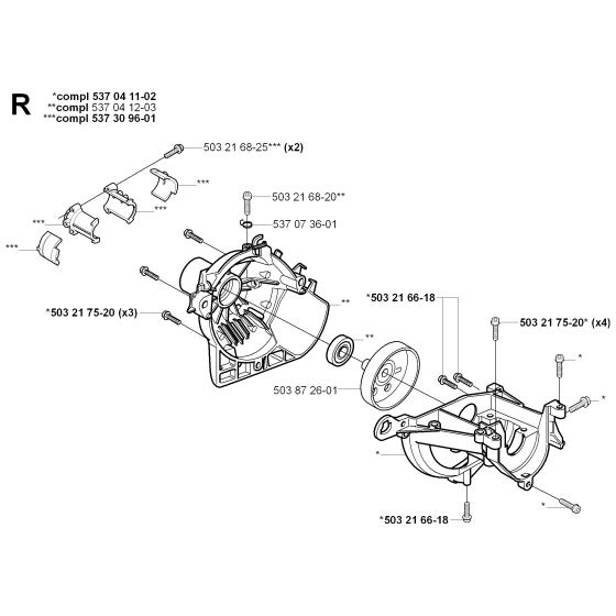 Crankcase Assembly For Husqvarna 323RJX Brushcutter