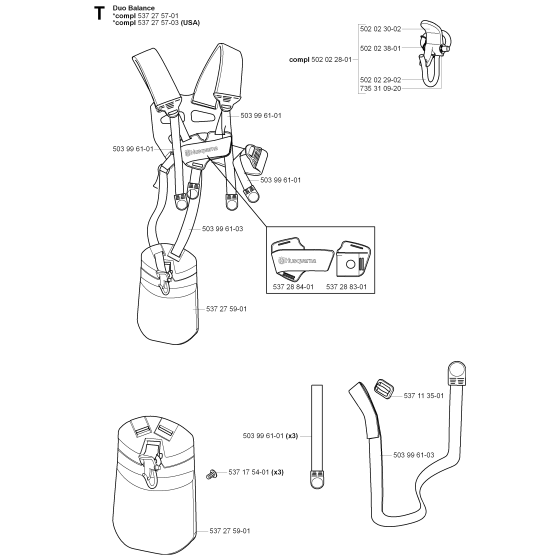 Harness Assembly For Husqvarna 323RJX Brushcutter