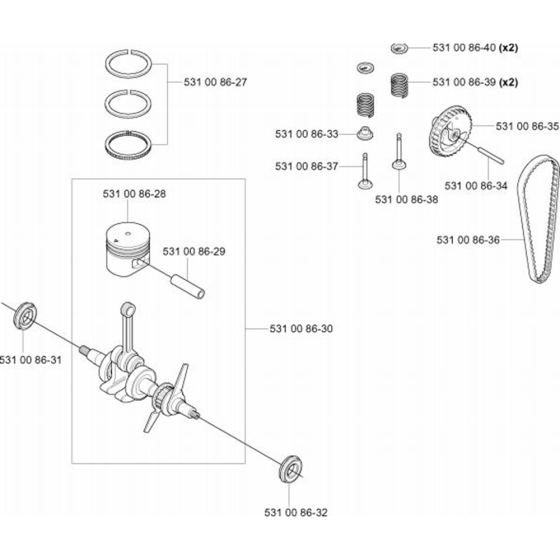 Piston & Crankshaft for Husqvarna 324 LX Trimmer/ Edgers