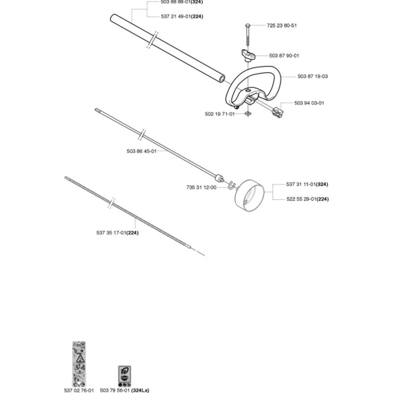 Shaft & Handle for Husqvarna 324 LX Trimmer/ Edgers