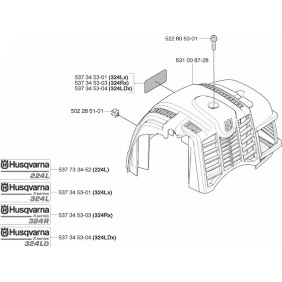 Cylinder Cover for Husqvarna 324 LX Trimmer/ Edgers