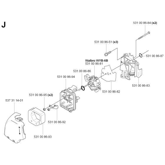 Carburetor & Air Filter Assembly For Husqvarna 324RX Brushcutter