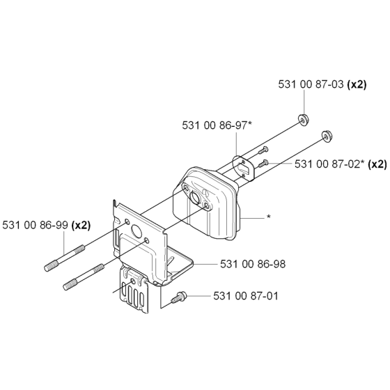 Muffler Assembly For Husqvarna 324RX Brushcutter