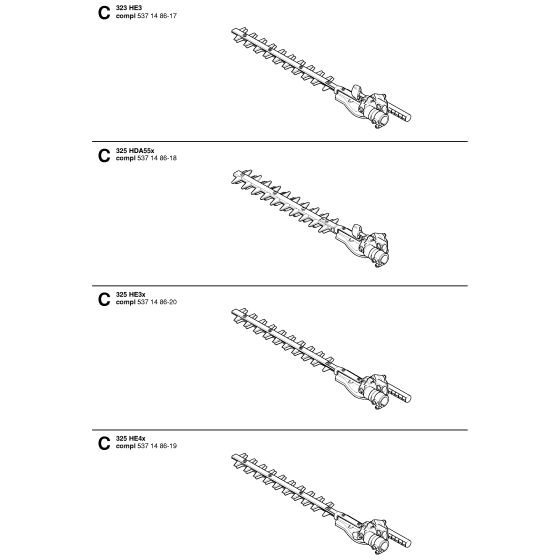 Cutting Equipment 2 Assembly for Husqvarna 325 HDA55 X-Series Hedge Trimmers