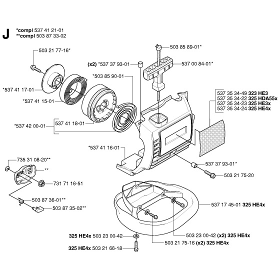 Starter Assembly for Husqvarna 325 HDA55 X-Series Hedge Trimmers