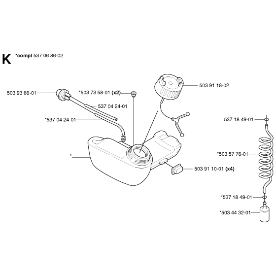 Fuel System Assembly for Husqvarna 325 HDA55 X-Series Hedge Trimmers