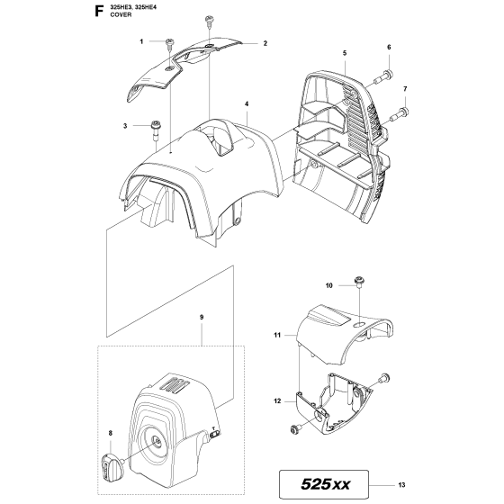 Cover Assembly for Husqvarna 325 HE3 Hedge Trimmers