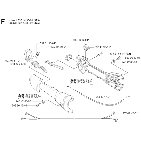 Handle & Controls 2 Assembly for Husqvarna 325 HE3 X-Series Hedge Trimmers