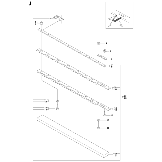 Cutting Equipment Assembly for Husqvarna 325 HS75 X-Series Hedge Trimmers